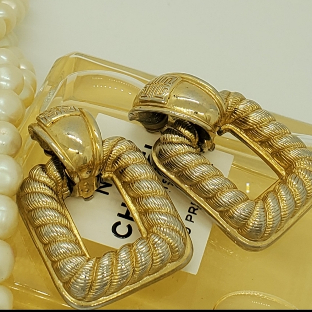 Vintage Givenchy Signed Rare Door Knocker Earrings